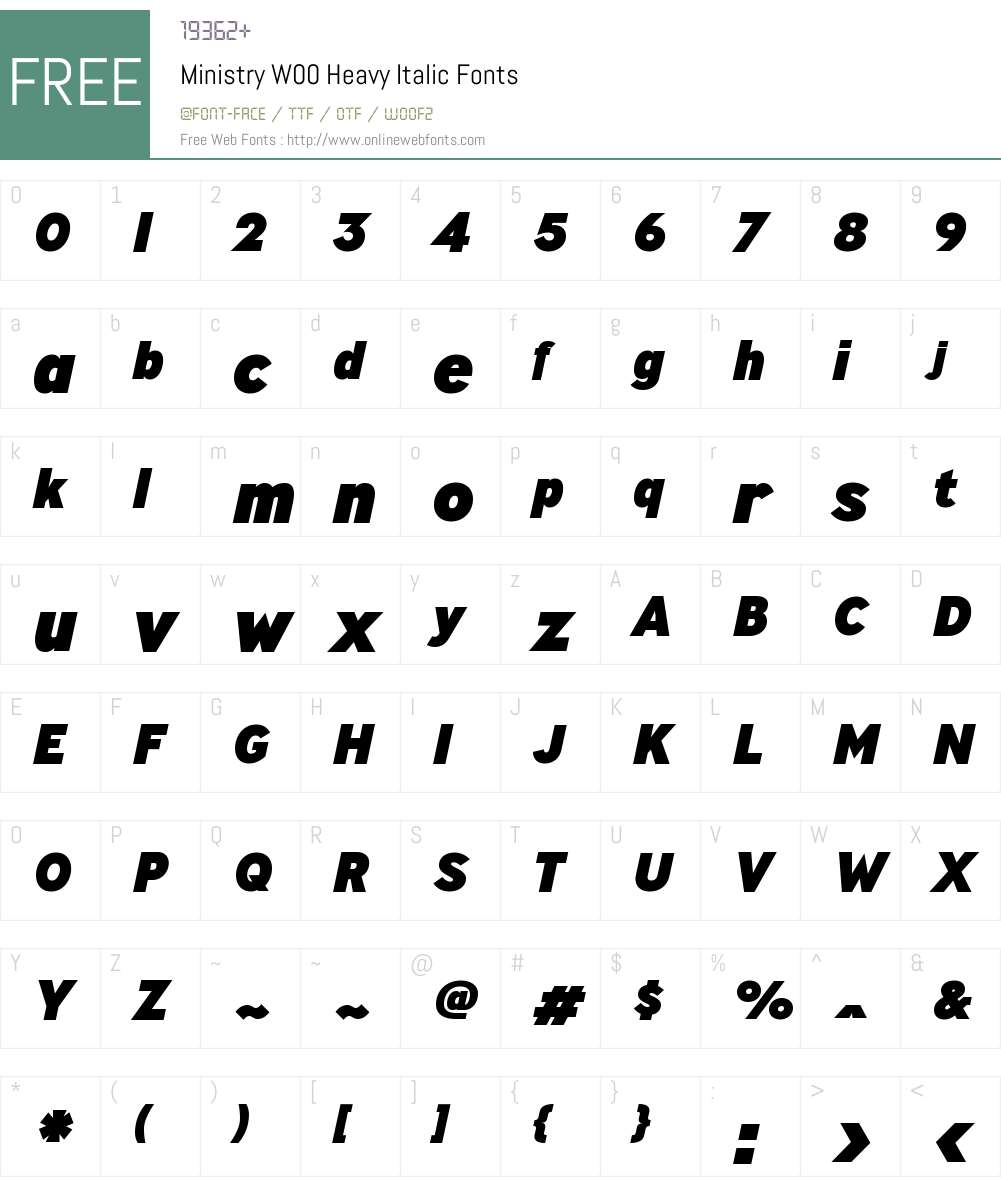 MinistryW00-HeavyItalic Font Screenshots