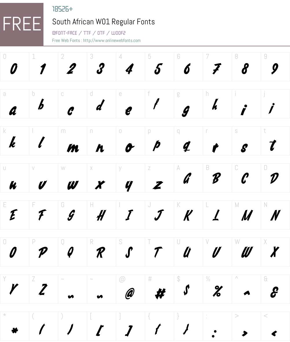 SouthAfricanW01-Regular Font Screenshots