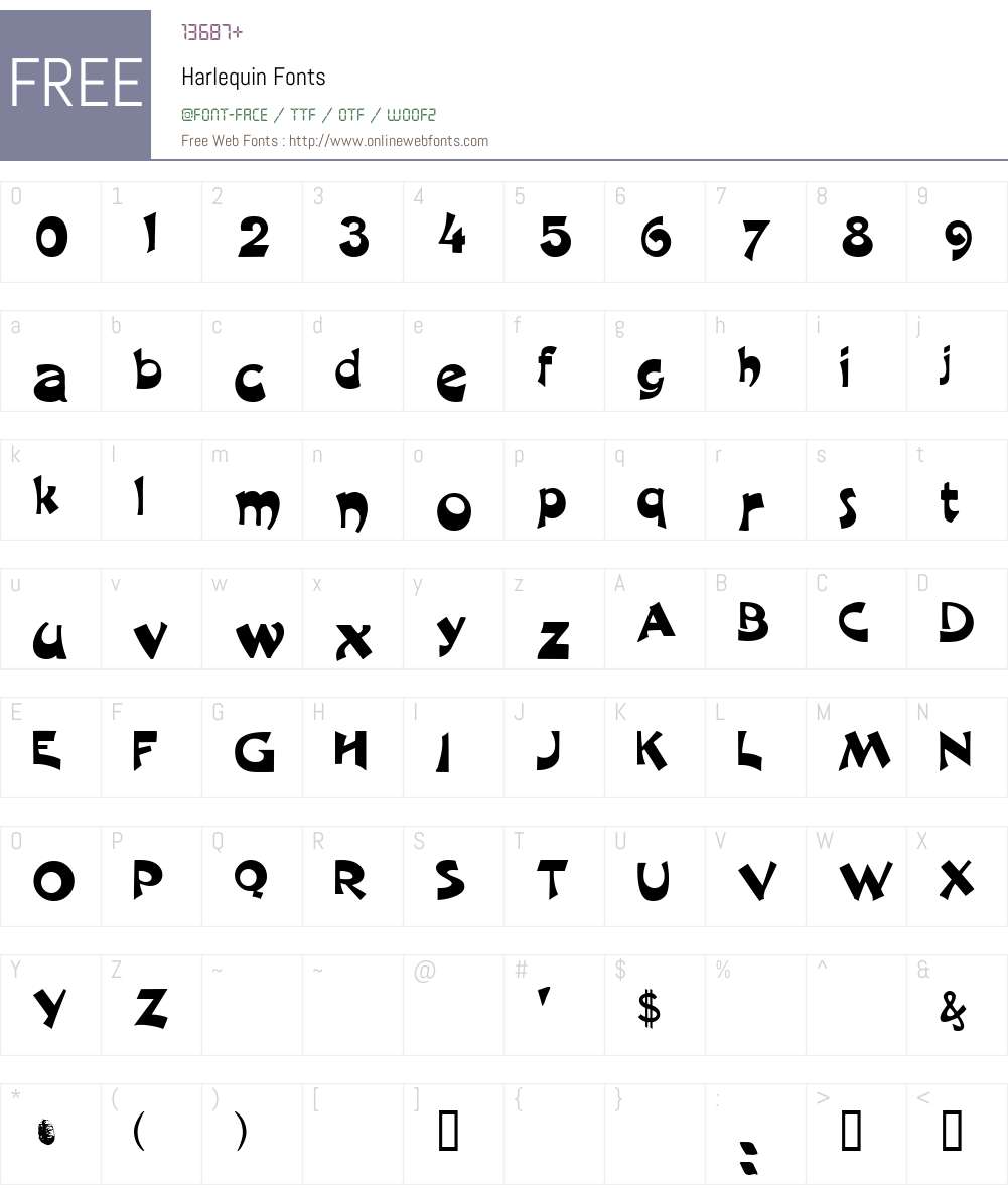 Harlequin Font Screenshots