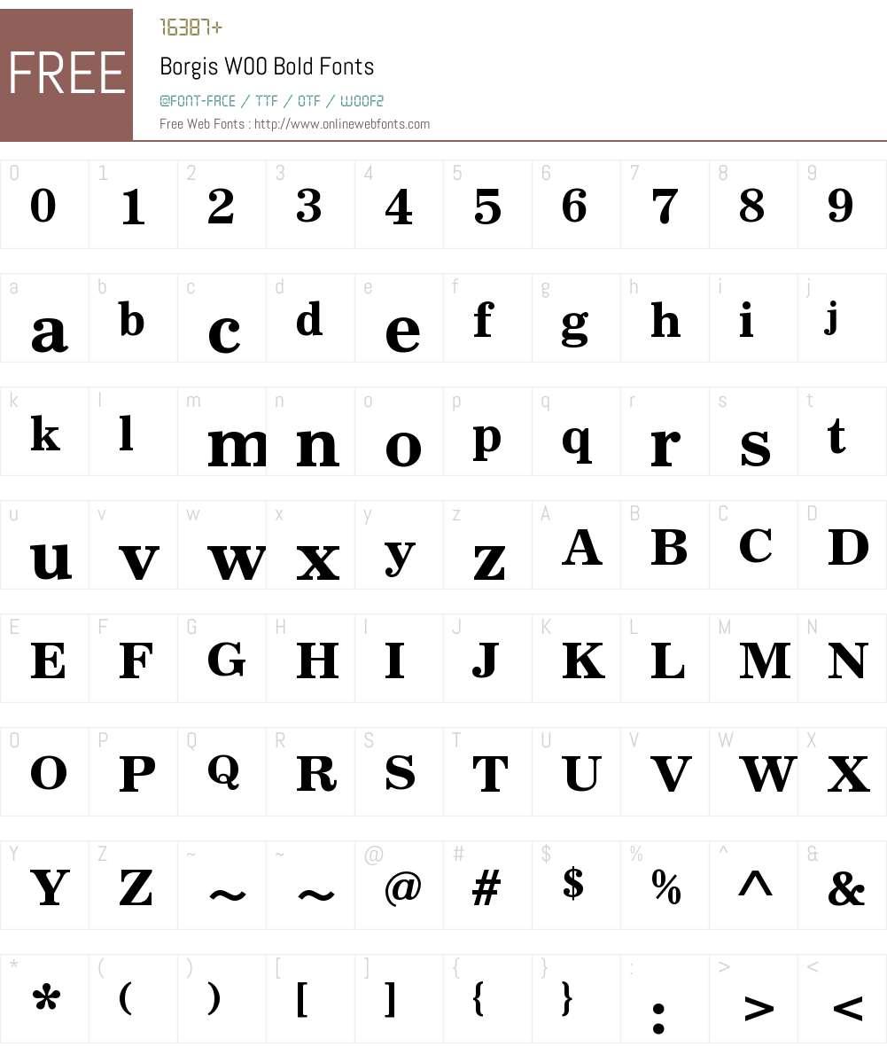 BorgisW00-Bold Font Screenshots