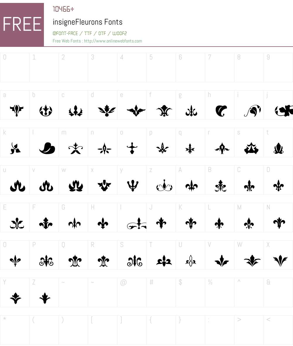 insigneFleurons Font Screenshots