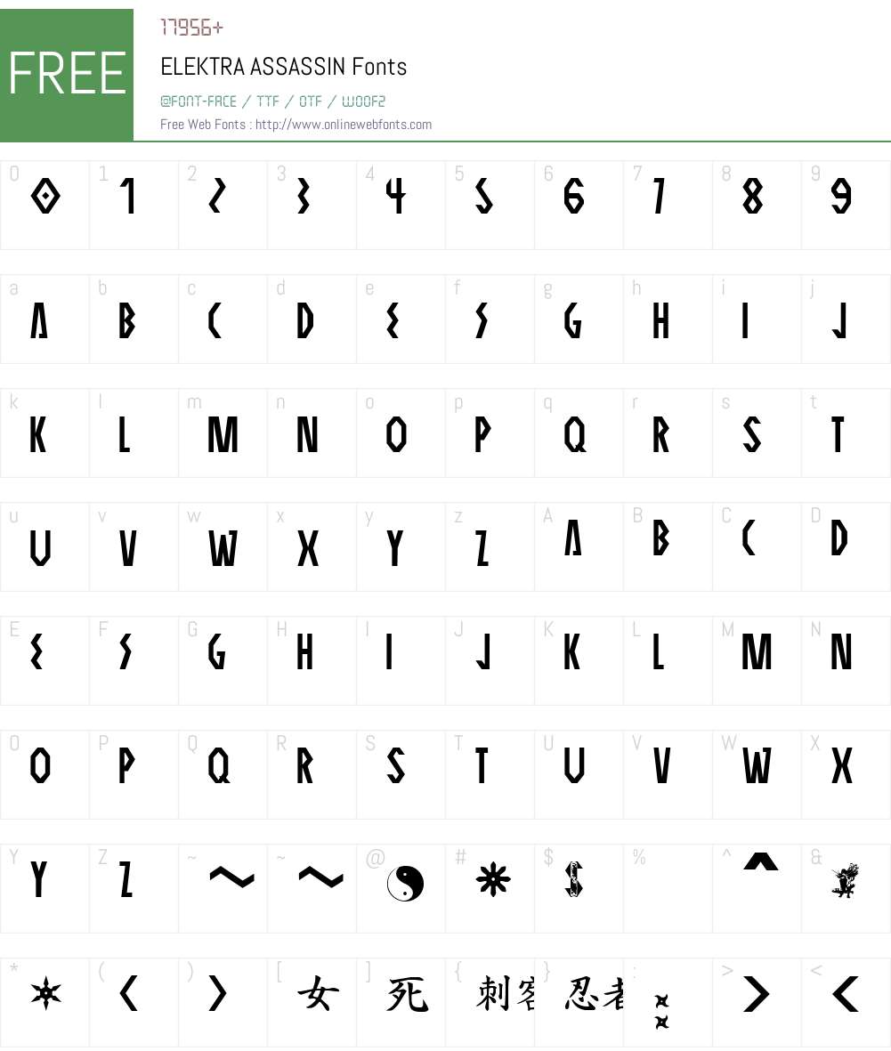 ELEKTRA ASSASSIN Font Screenshots