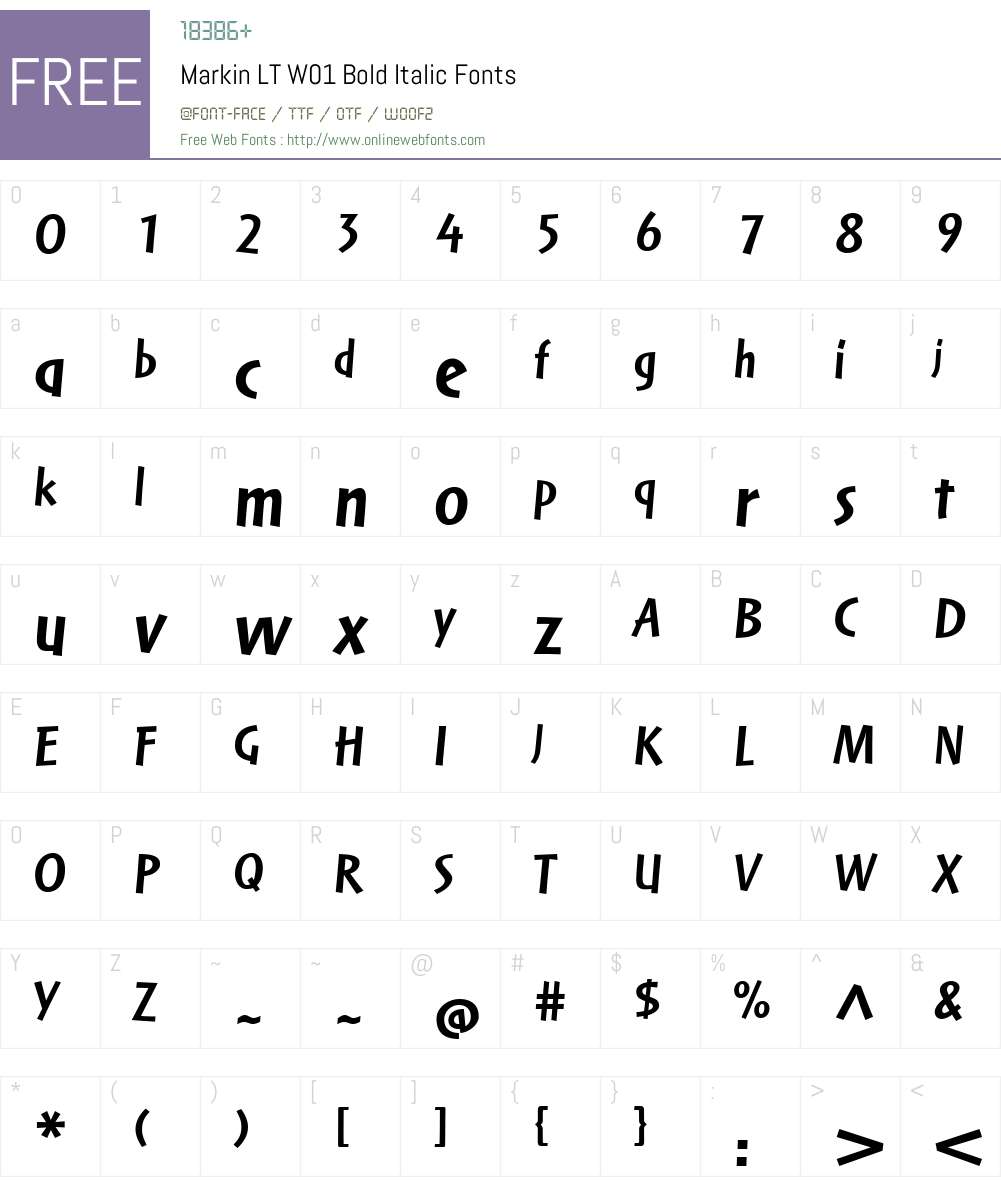 MarkinLTW01-BoldItalic Font Screenshots