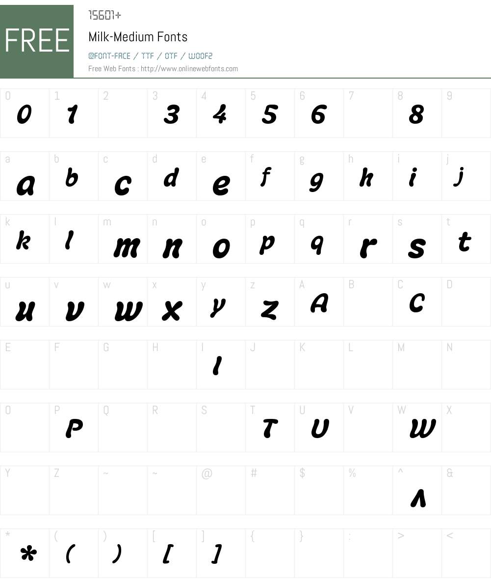 Milk-Medium Font Screenshots