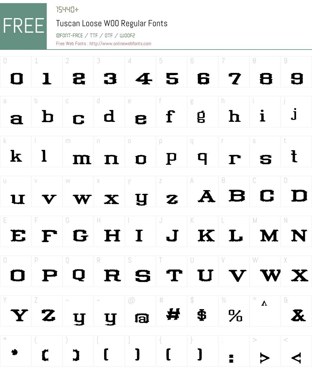 Tuscan Loose Font Screenshots