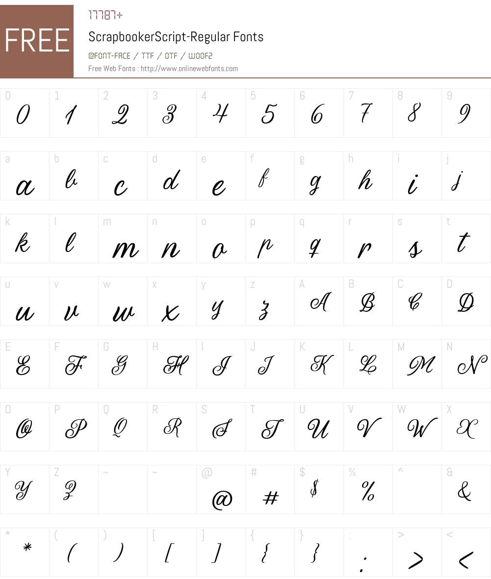 ScrapbookerScript-Regular Font Screenshots