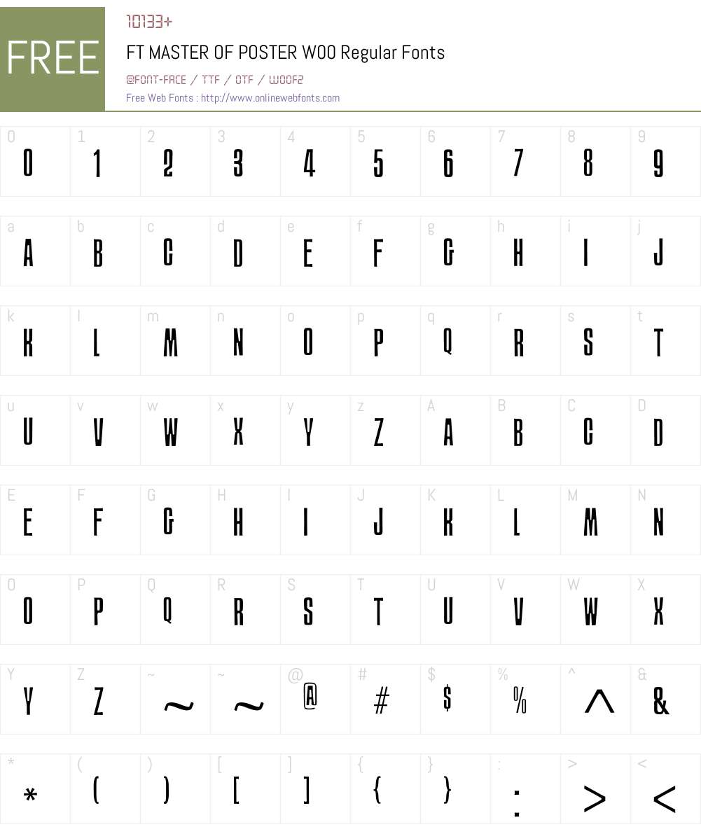 FTMASTEROFPOSTERW00-Rg Font Screenshots