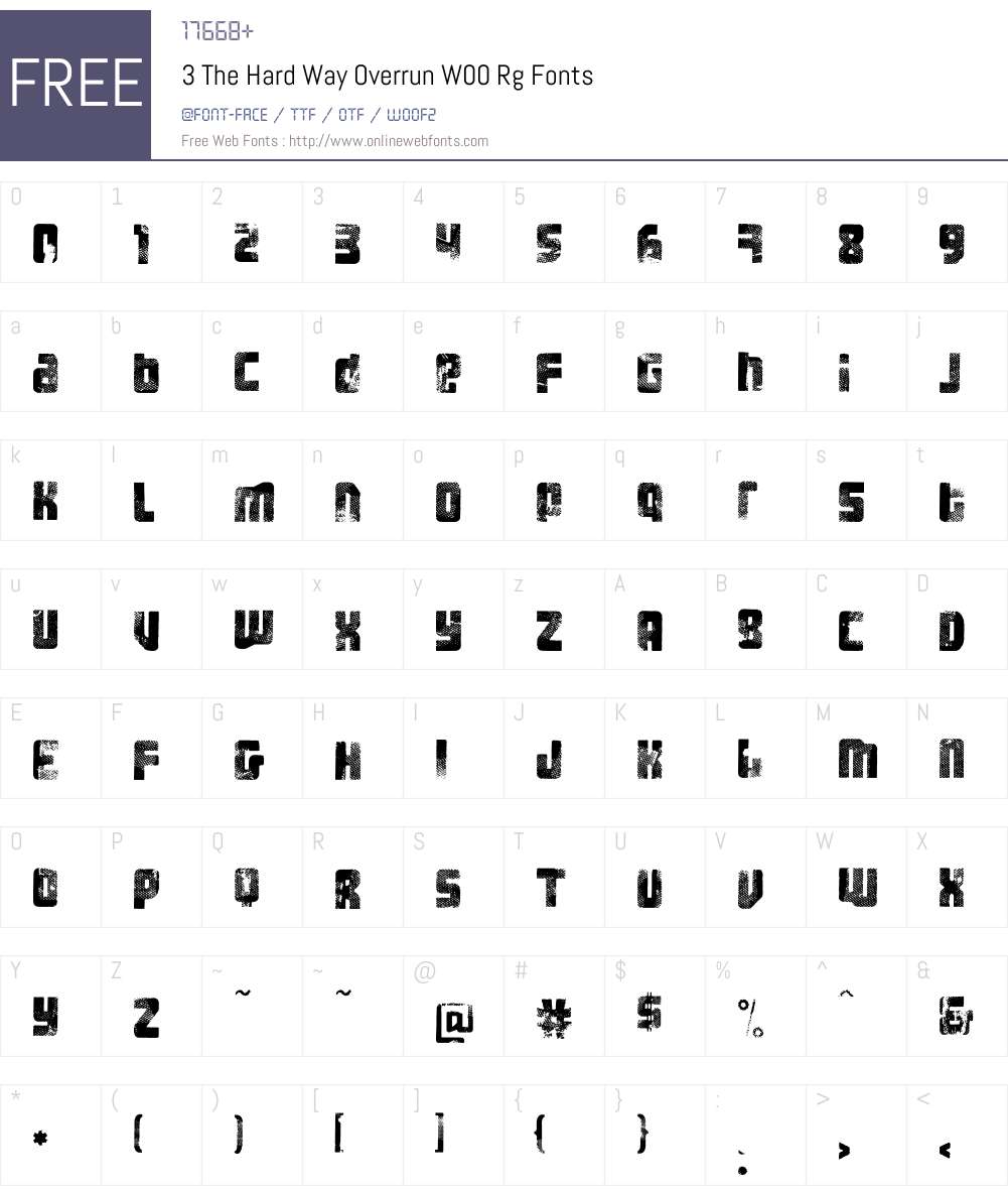FT 3 the Hard Way Overrun Font Screenshots