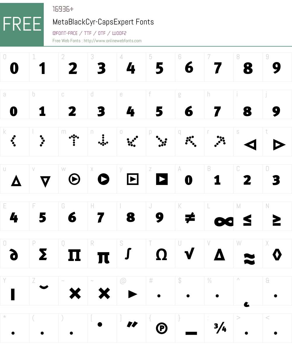 MetaBlackCyr-CapsExpert Font Screenshots