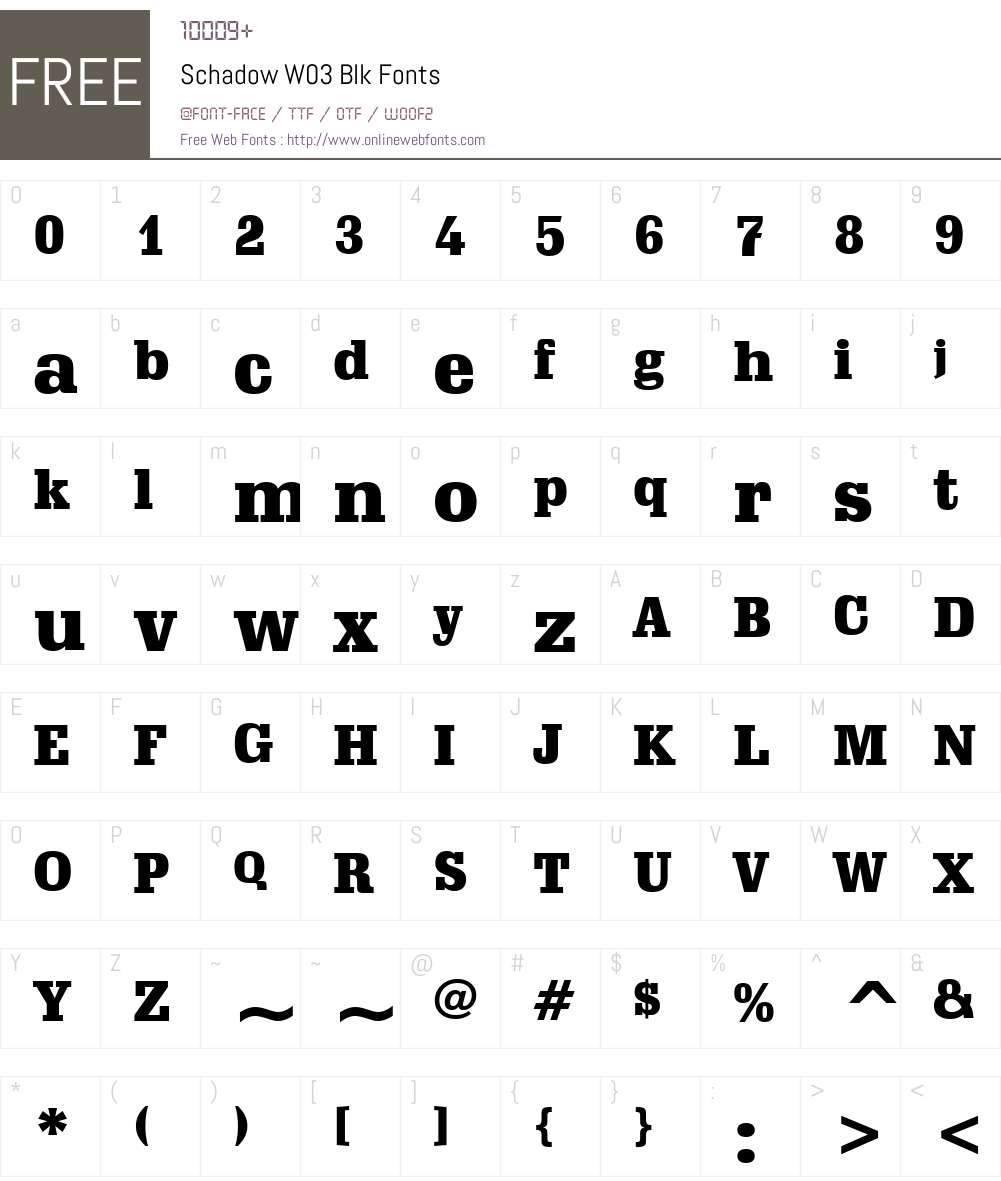 Schadow Font Screenshots