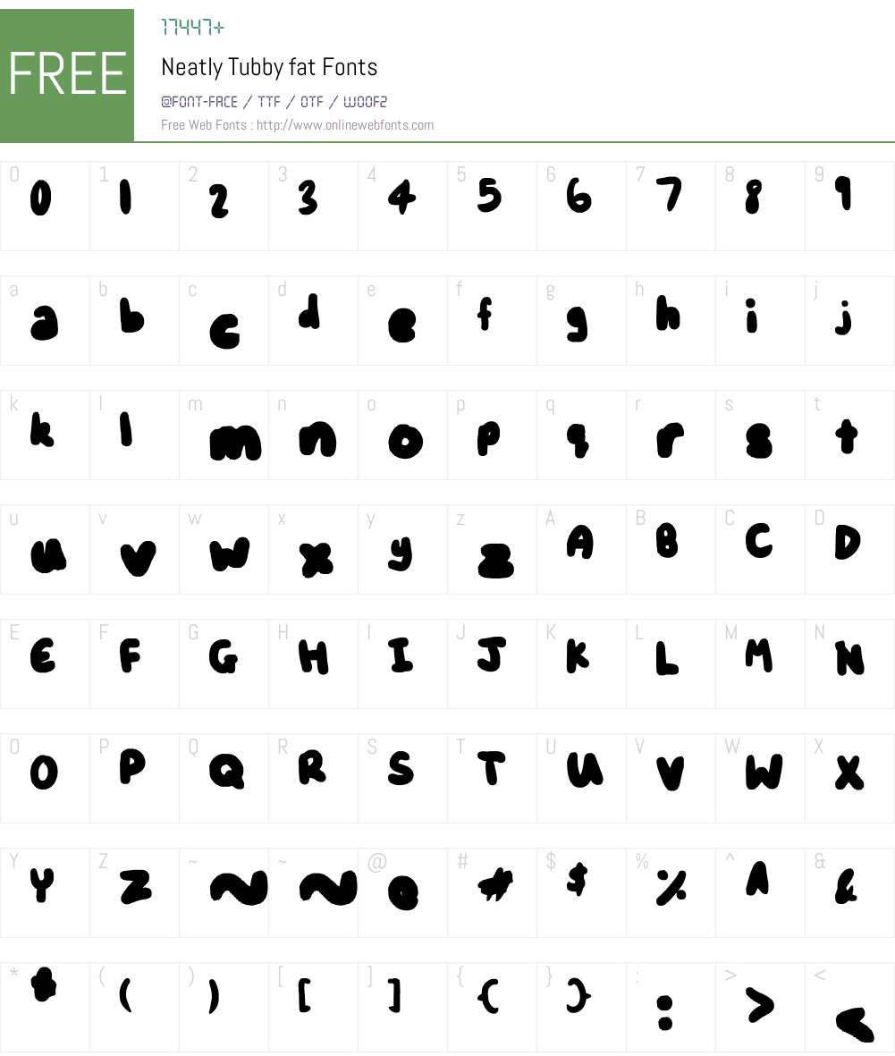 Neatly Tubby fat Font Screenshots