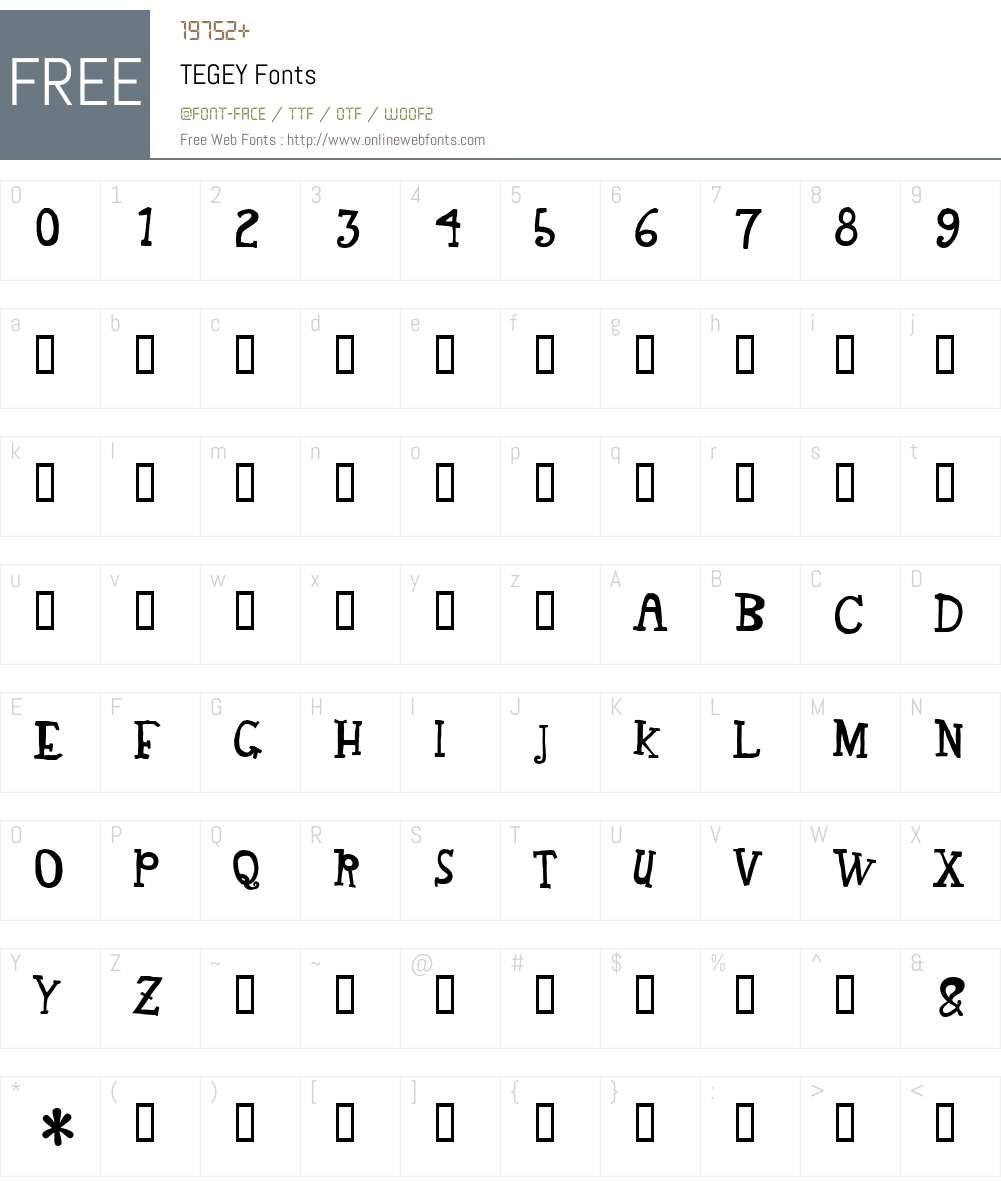 TEGEY Font Screenshots