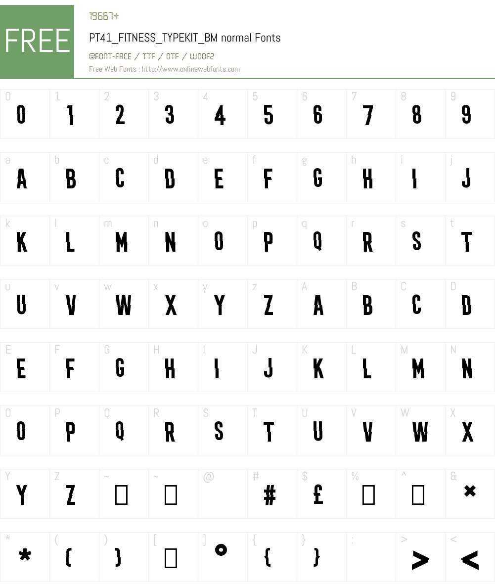 PT41_FITNESS_TYPEKIT_BM Font Screenshots
