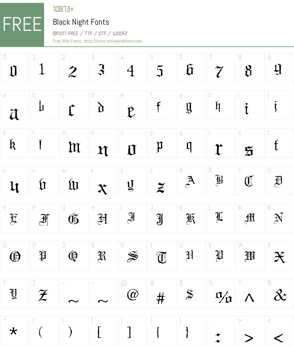 Black Night Font Screenshots