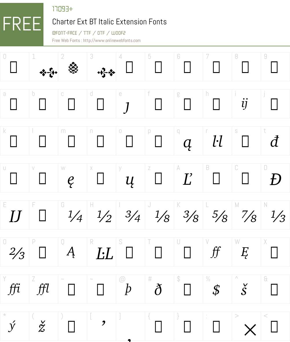 Charter Ext BT Font Screenshots