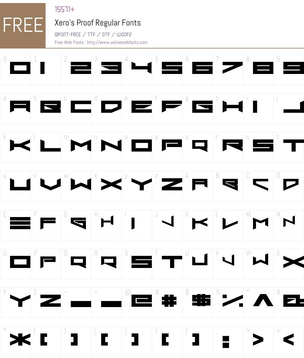 Xero's Proof Font Screenshots