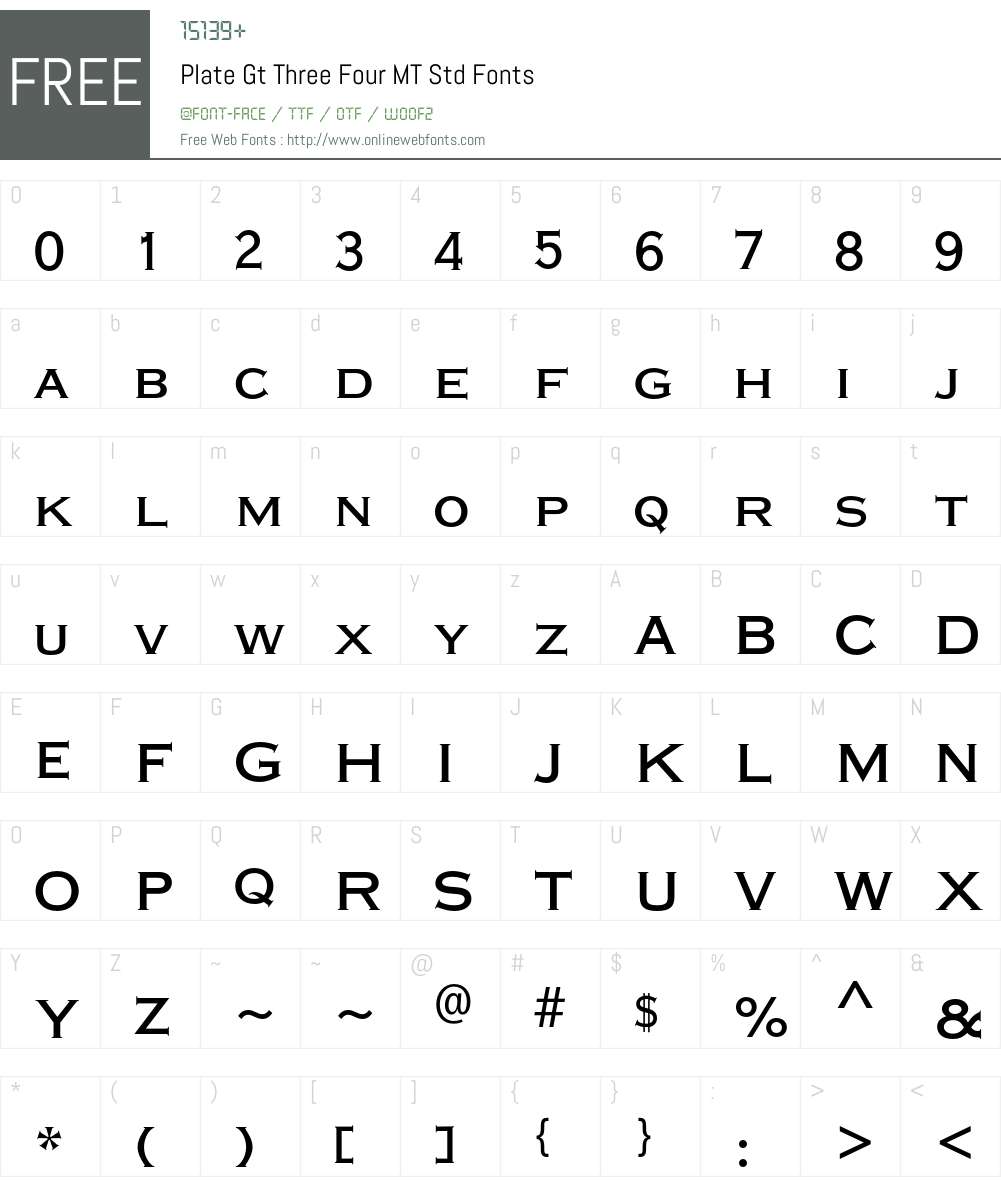 Plate Gt Three Four MT Std Font Screenshots