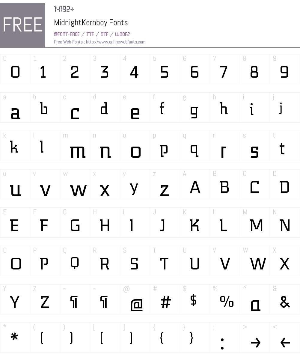 MidnightKernboy Font Screenshots