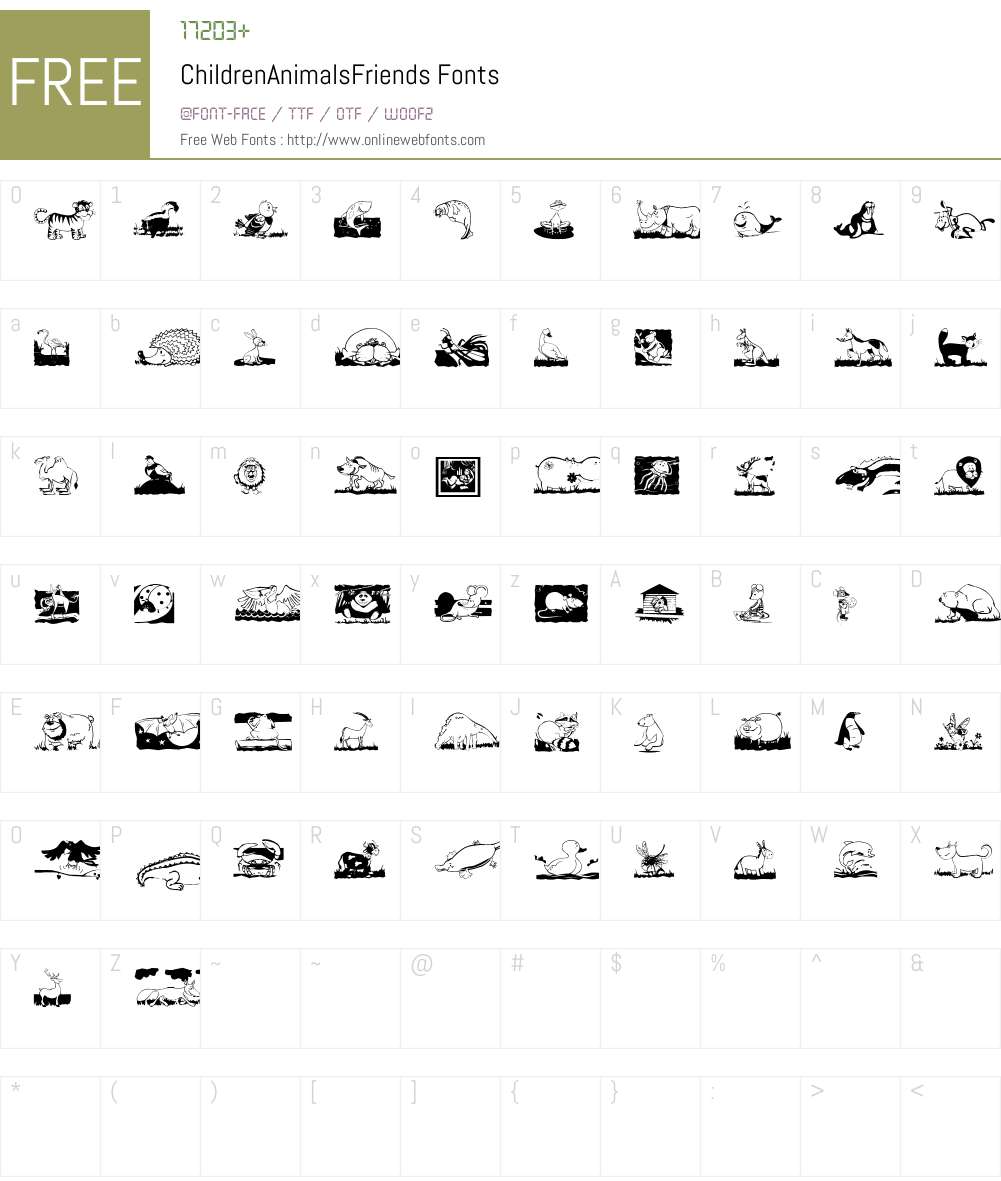 ChildrenAnimalsFriends Font Screenshots