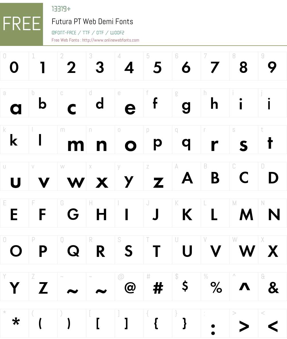Futura PT Web Demi Font Screenshots