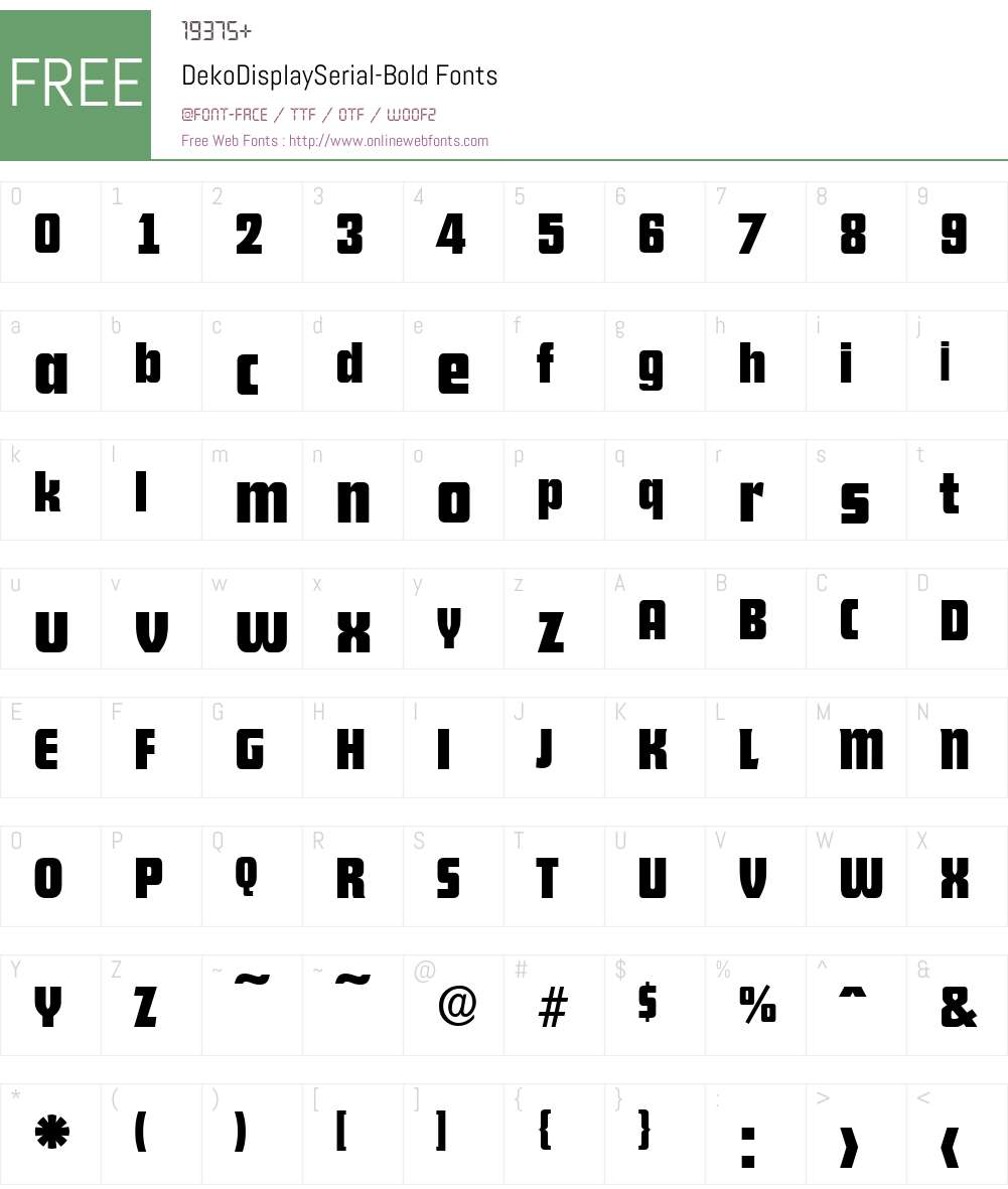 DekoDisplaySerial Font Screenshots