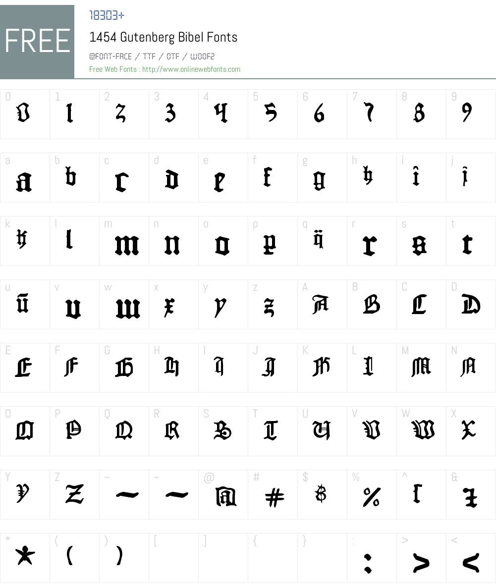 1454 Gutenberg Bibel Font Screenshots