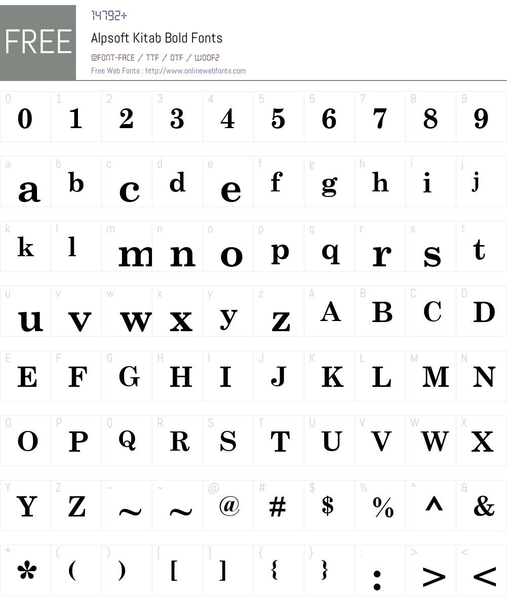 Alpsoft Kitab Font Screenshots