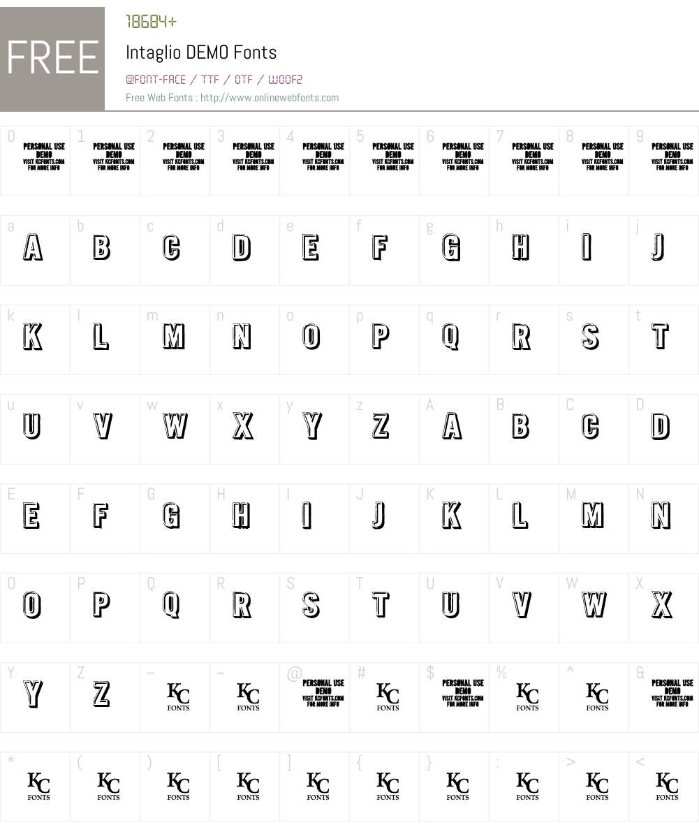 Intaglio DEMO Font Screenshots