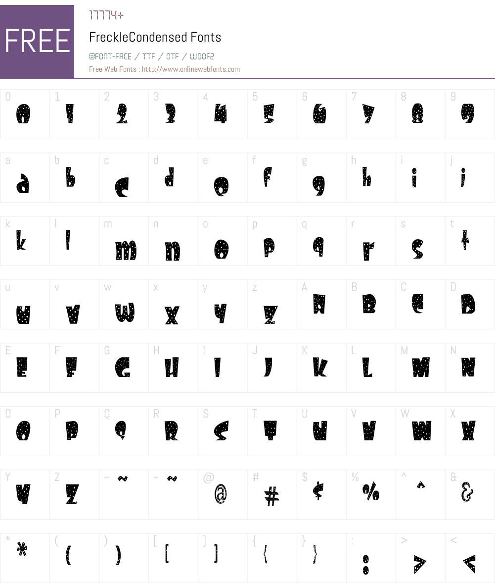 FreckleCondensed Font Screenshots