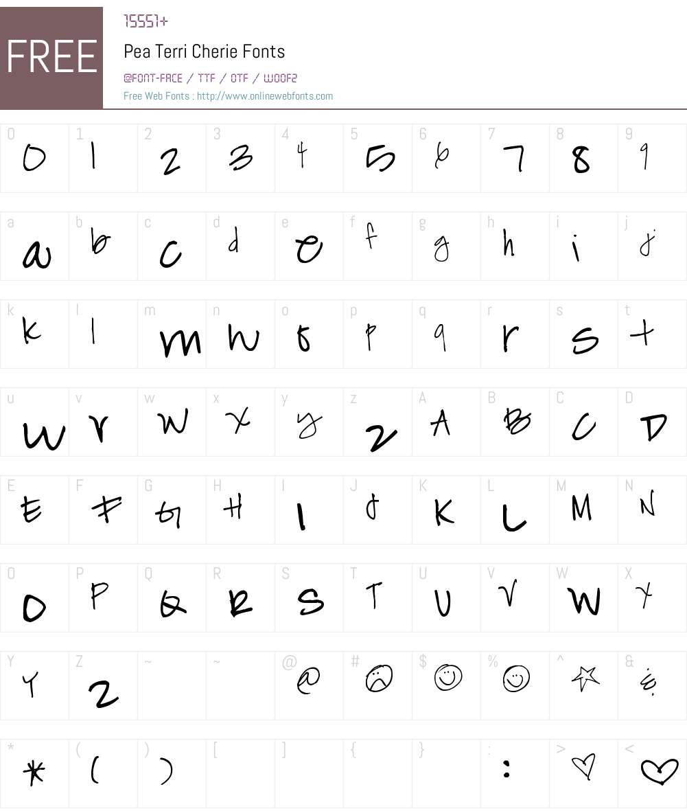Pea Terri Cherie Font Screenshots