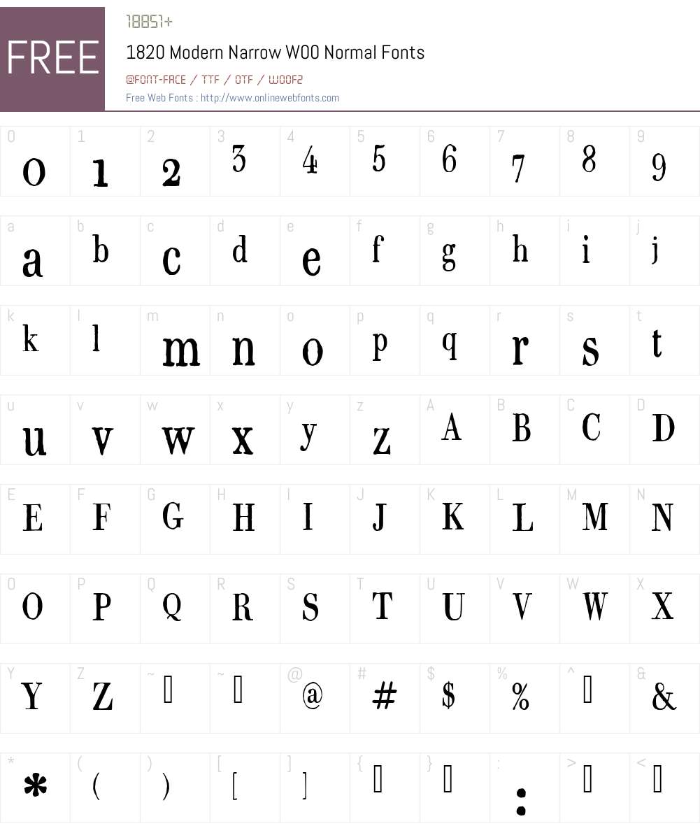 1820 Modern Narrow Font Screenshots