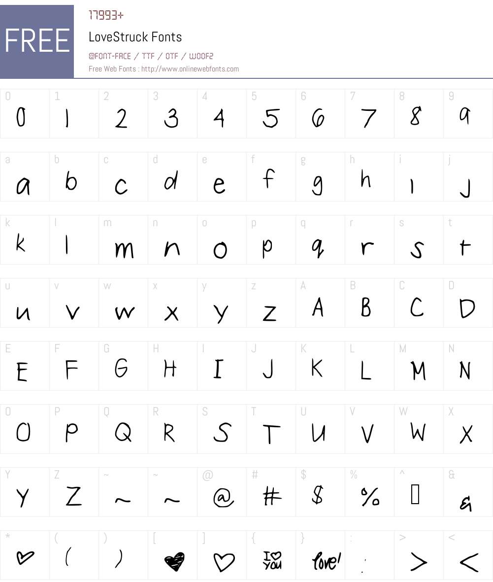 LoveStruck Font Screenshots