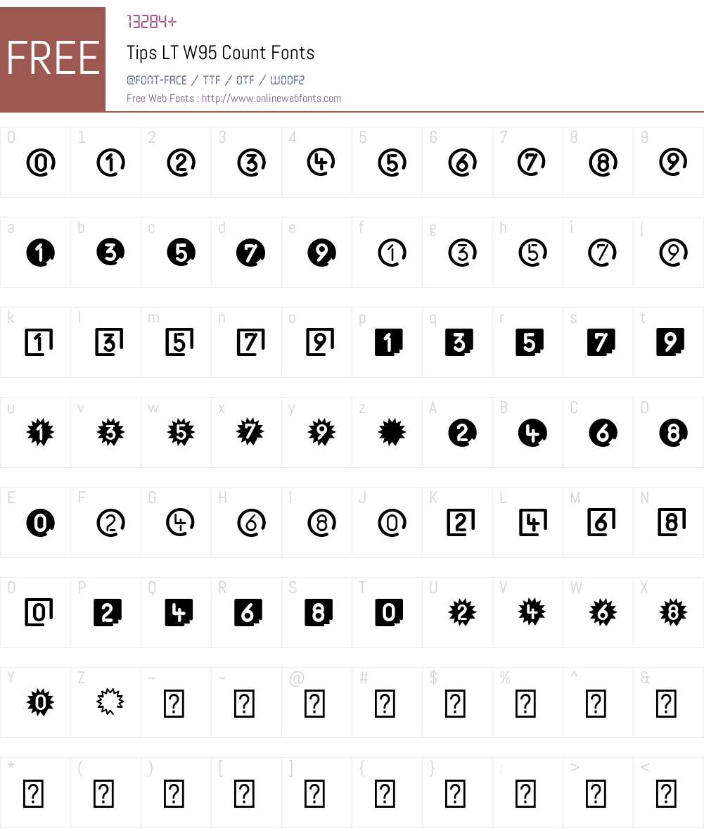 TipsLTW95-Count Font Screenshots