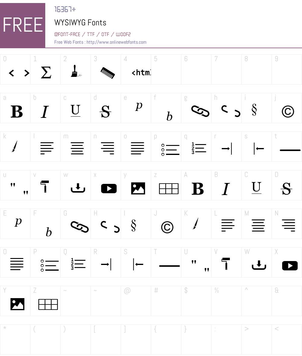 WYSIWYG Font Screenshots