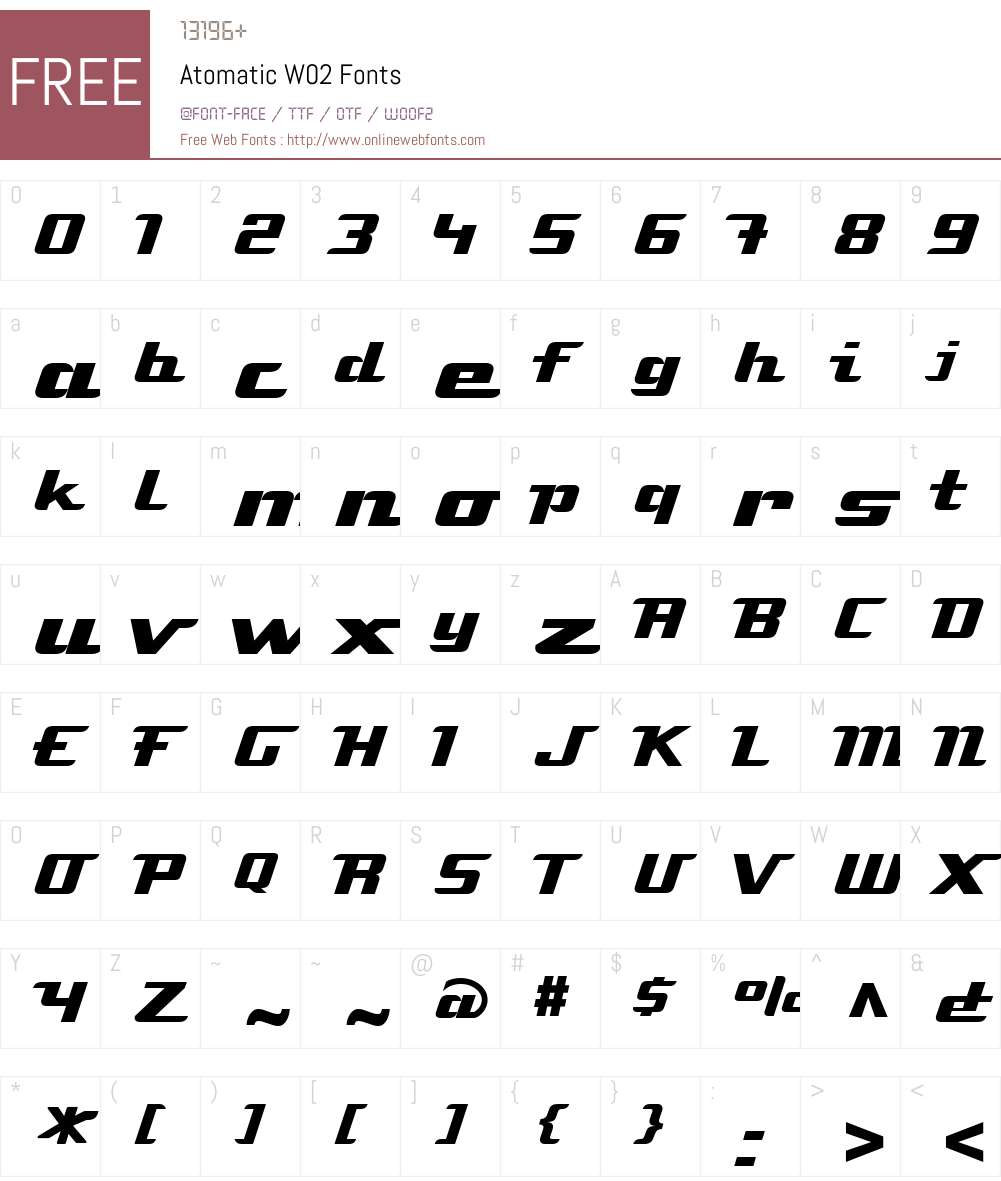 AtomaticW02 Font Screenshots