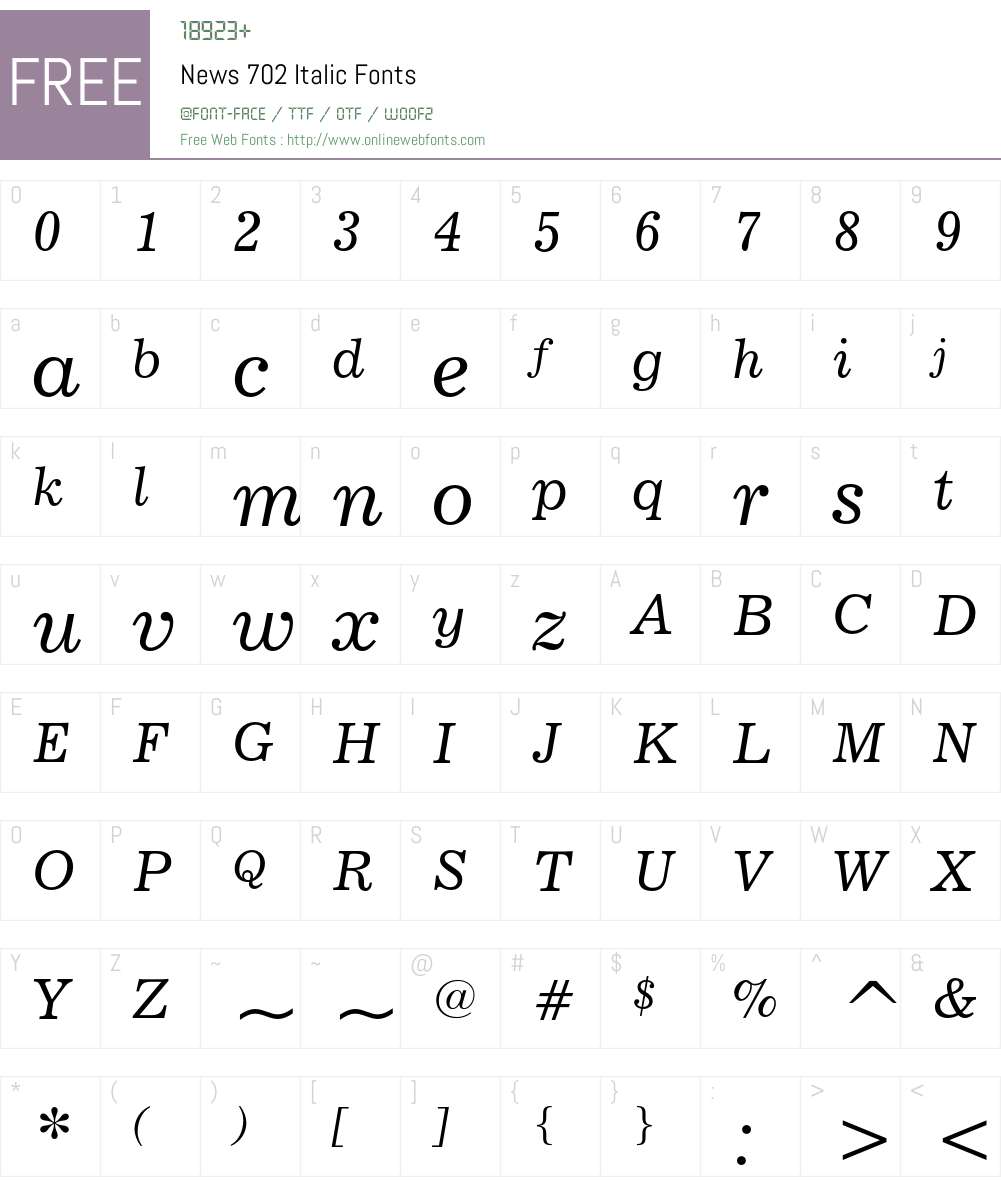 News 702 Font Screenshots