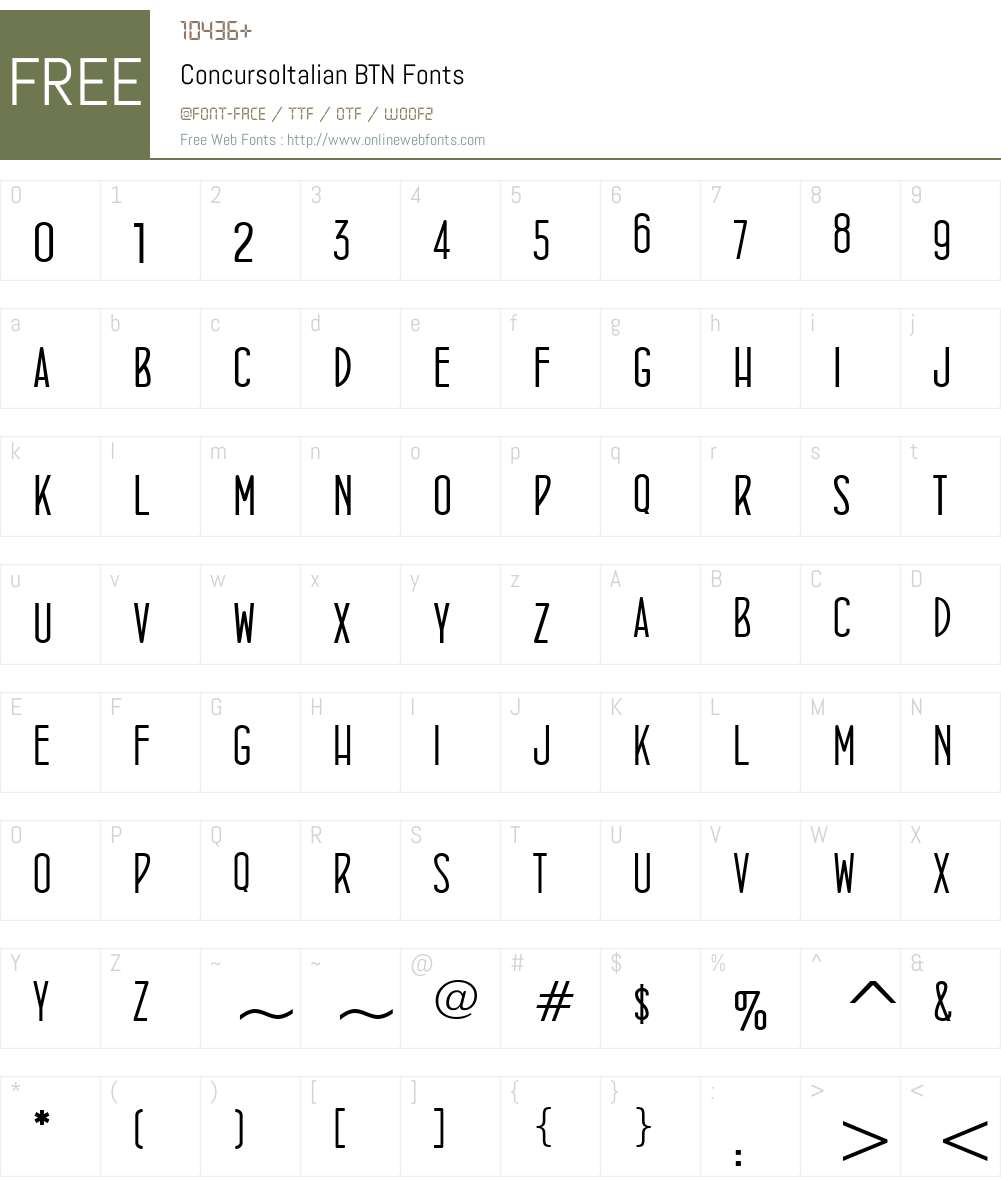 ConcursoItalian BTN Font Screenshots