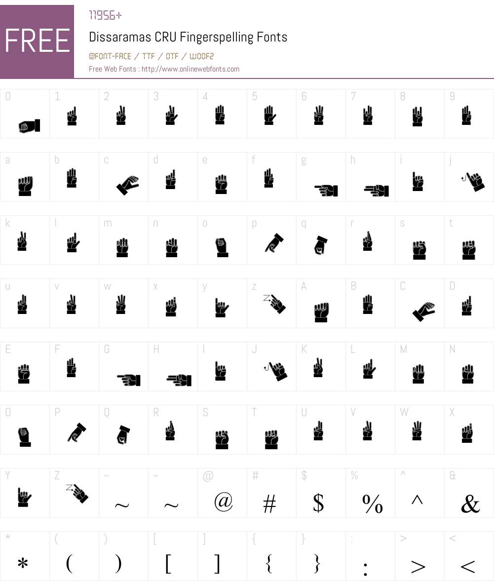 Dissaramas CRU Fingerspelling Font Screenshots