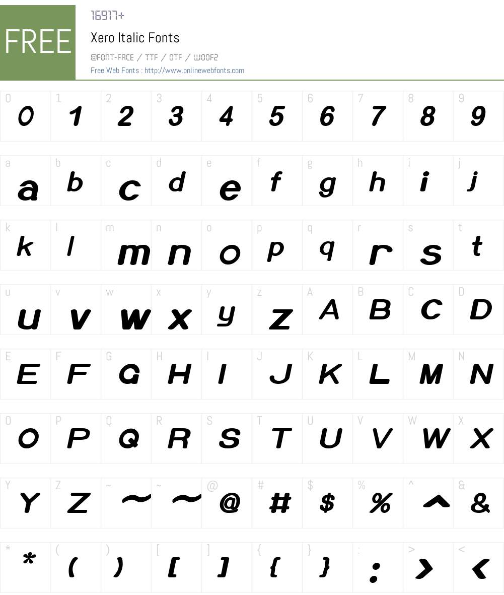 Xero Font Screenshots