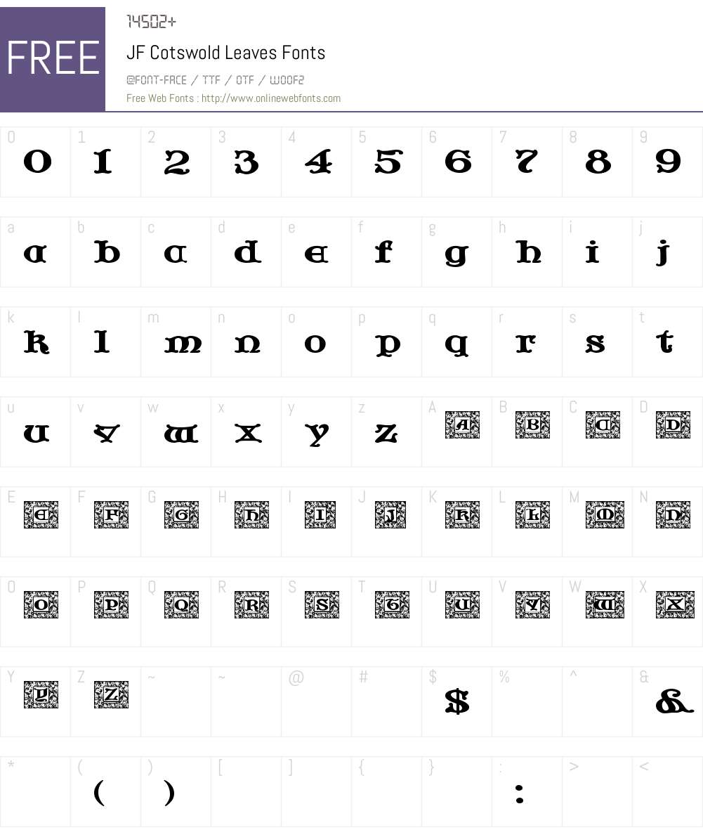 JF Cotswold Leaves Font Screenshots