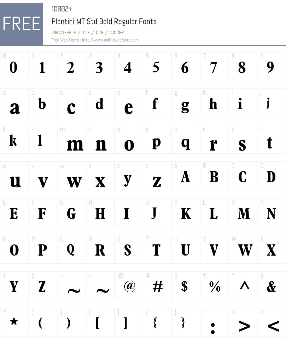 Plantini MT Std Bold Font Screenshots