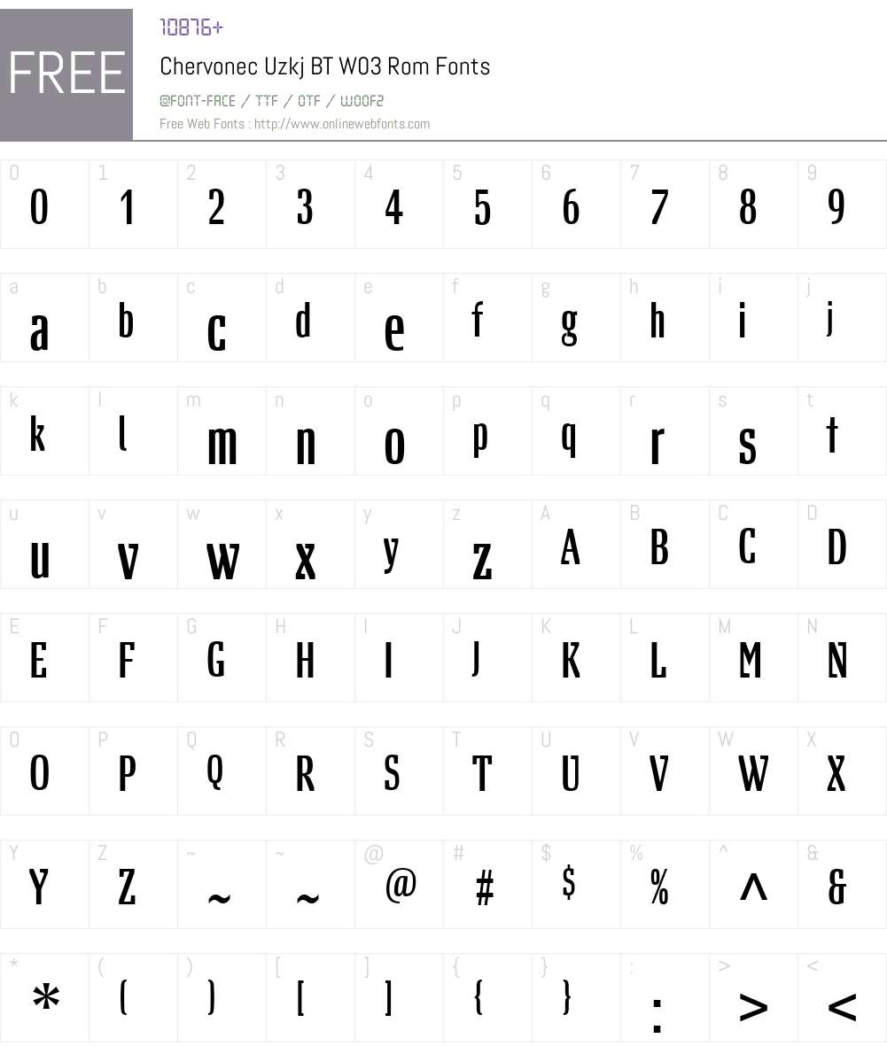 Chervonec Uzkj BT Font Screenshots