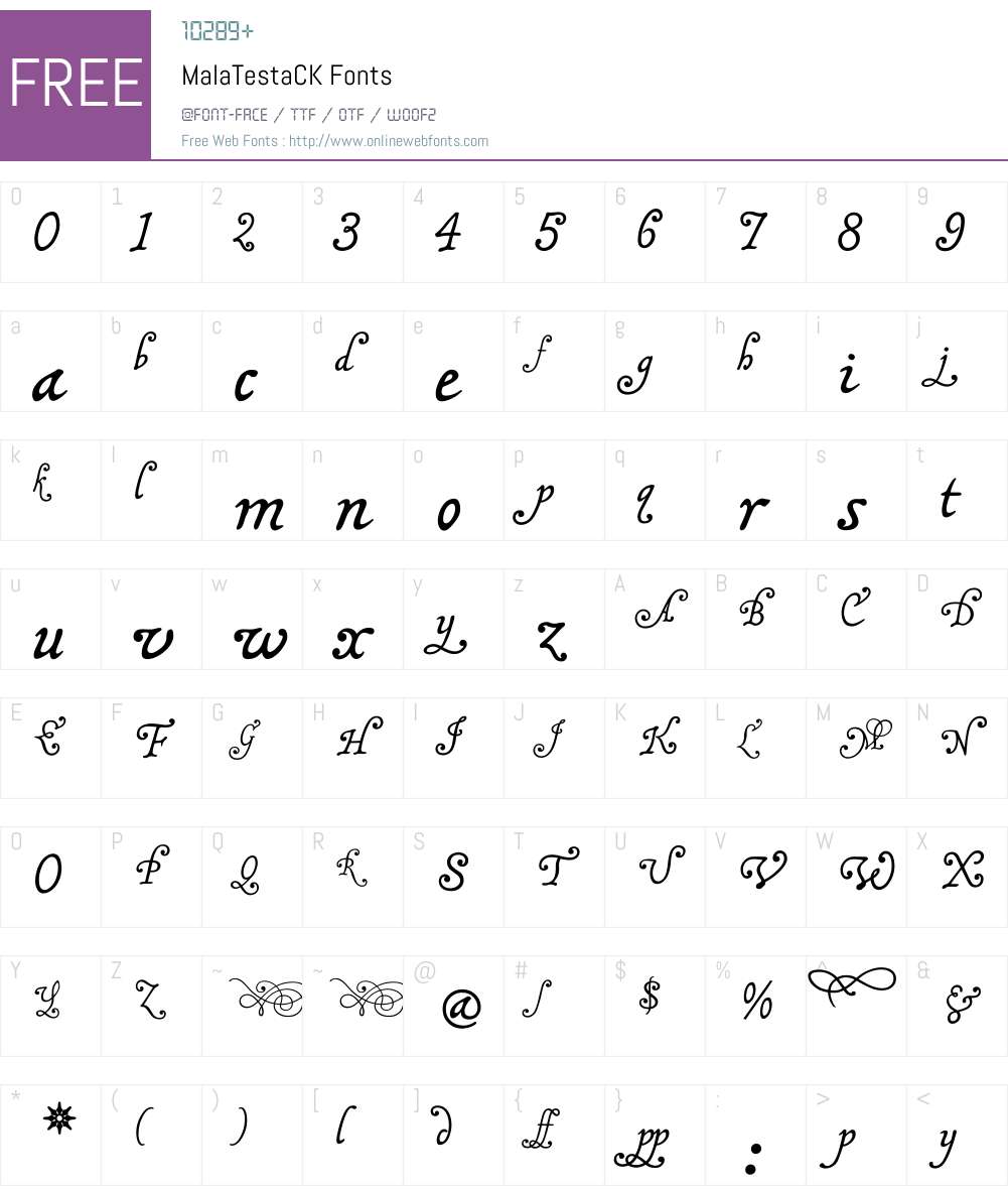 MalaTestaCK Font Screenshots