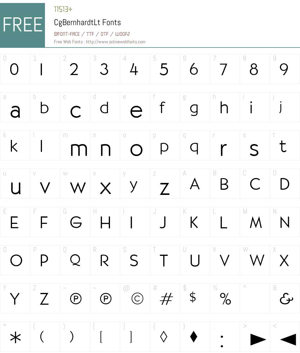 CgBernhardtLt Font Screenshots