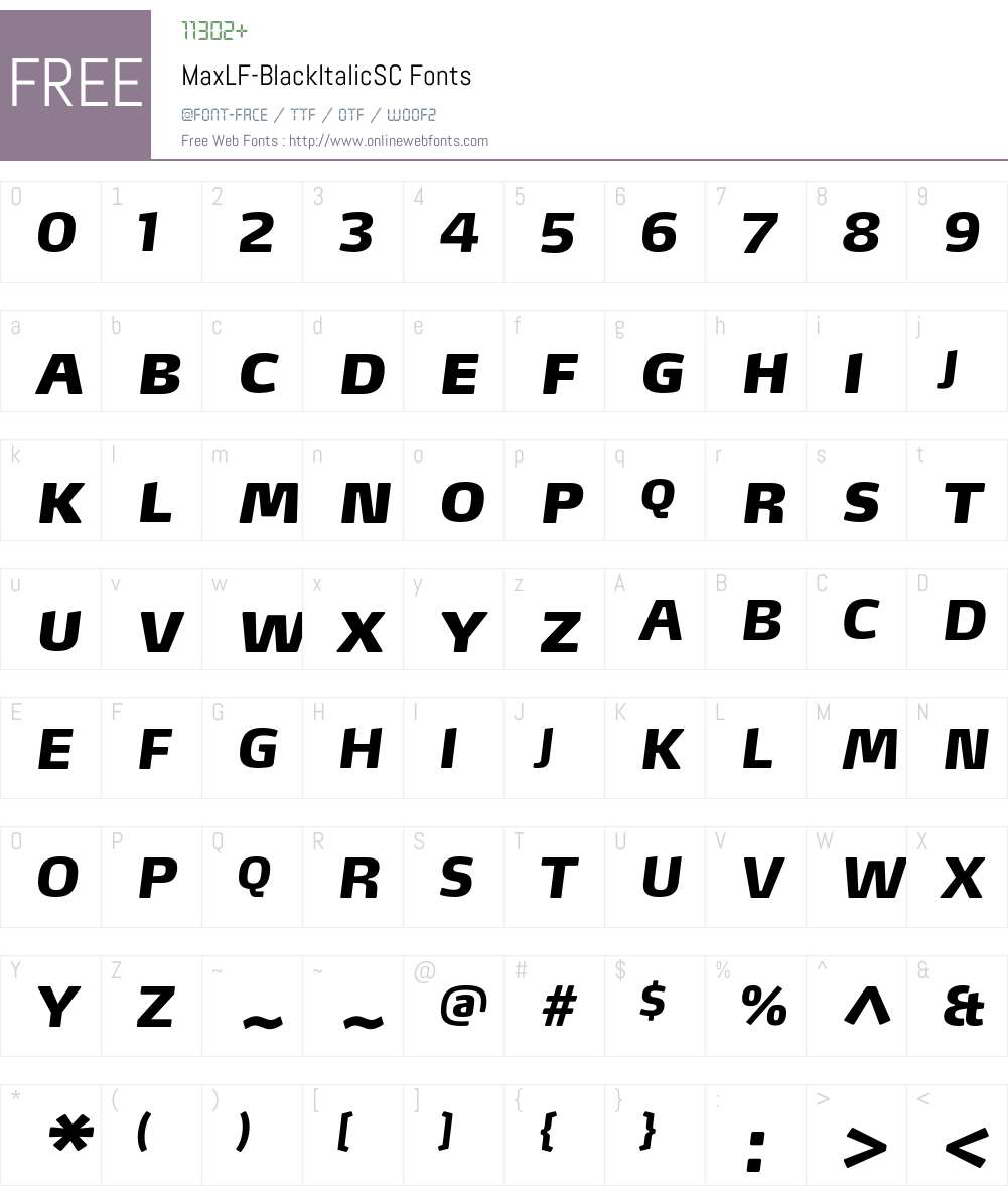 MaxLF-BlackItalicSC Font Screenshots