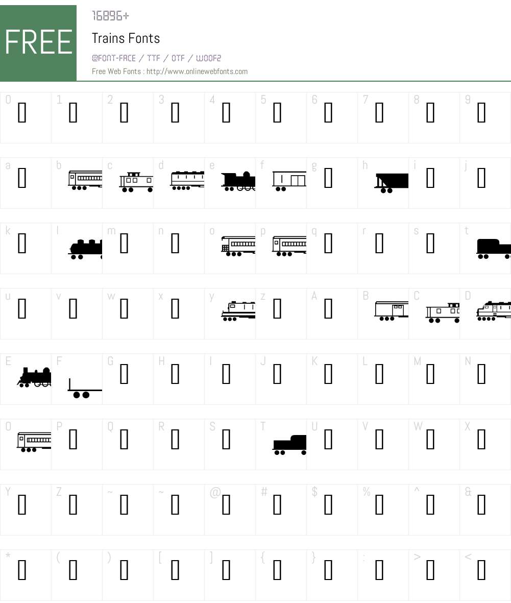 Trains Font Screenshots