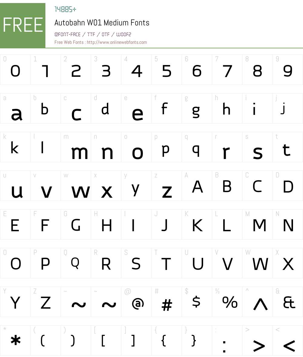 AutobahnW01-Medium Font Screenshots