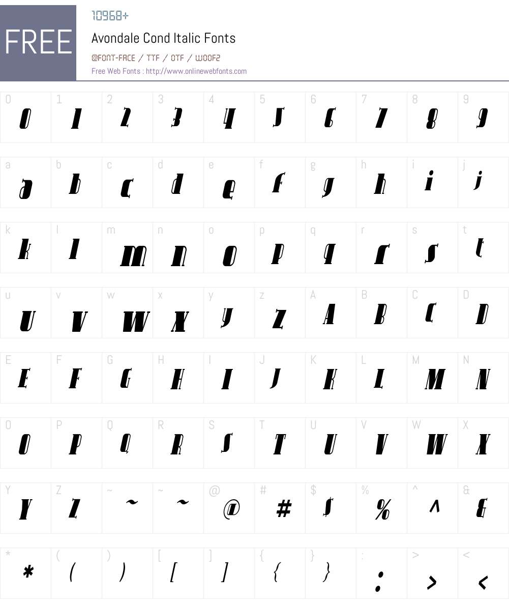 Avondale Cond Font Screenshots