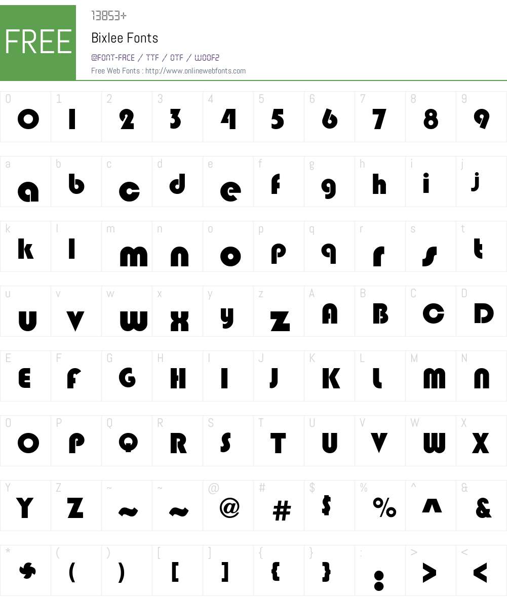 Bixlee Font Screenshots
