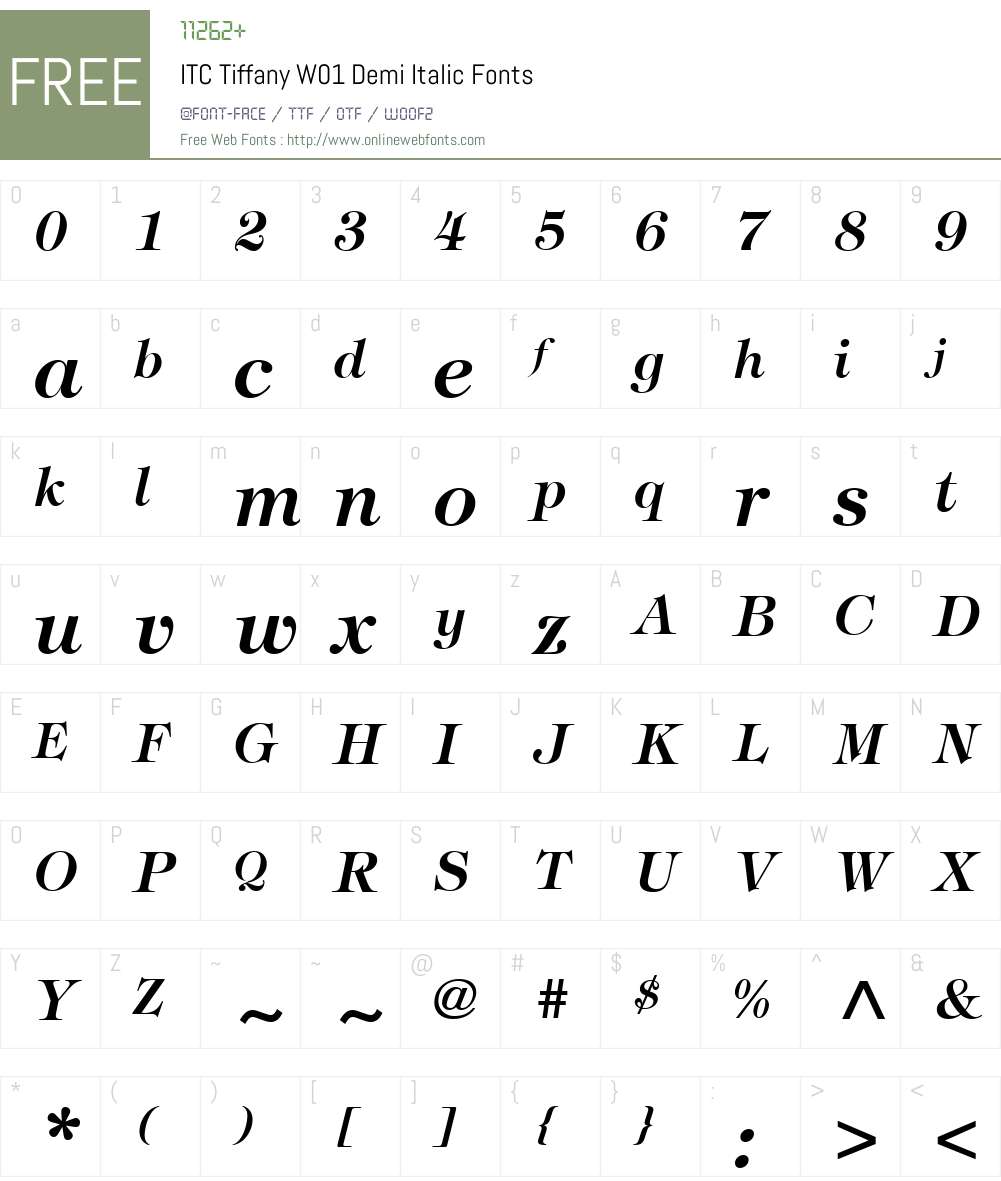 ITCTiffanyW01-DemiItalic Font Screenshots